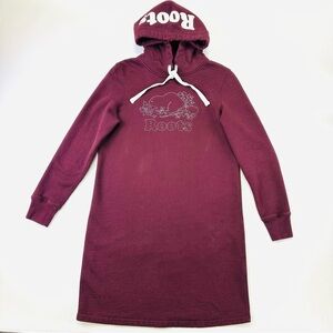 Roots burgundy sweatshirt dress Small hoodie casual long sleeve Beaver logo